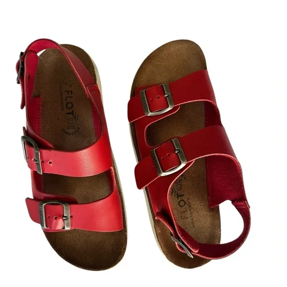 Fly Flot Woman’s Vibrant Red Sandals/Slippers  Made in Italy US 7 - Picture 9 of 10